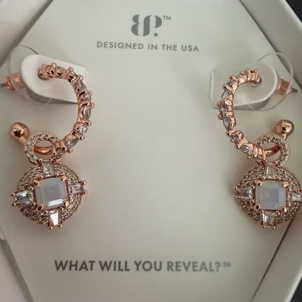 Opal Earrings, small hoops with removable charm BP